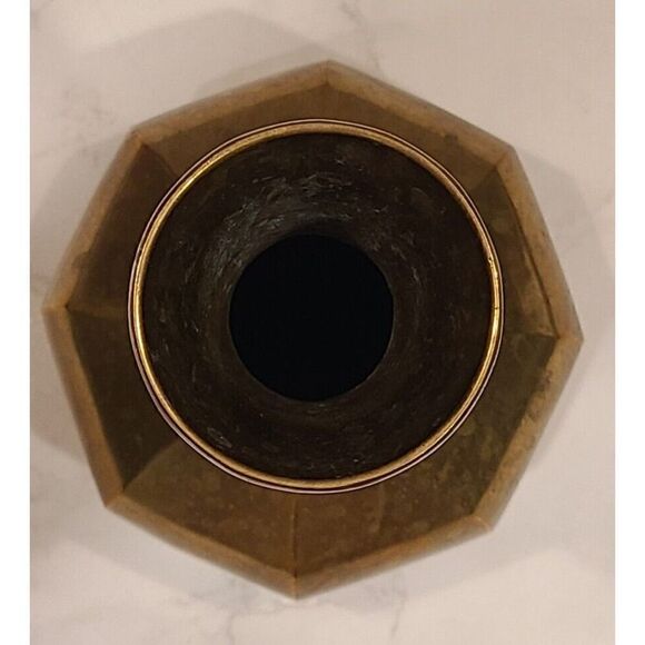 Solid Brass Vintage 8.25"x 4.5" Octagon Shape Bud Vase Boho Style Patina EUC - Picture 8 of 10